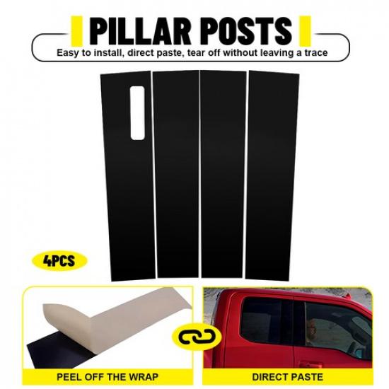 4x Window Pillar Posts Trim For 15-21 Ford F-150 Car Accessories Glossy Black N
