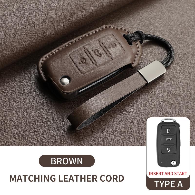 Leather Car Key Case Cover for Volkswagen VW Polo Golf7 MK7 Tiguan Passat Golf Jetta Lavida Car Remote Key Case Shell Accessorie