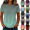 Women Casual Crew Neck Short Sleeve Pullover T Shirt Gradient Print Loose Fit Basic Top for Daily Wear Comfortable Style