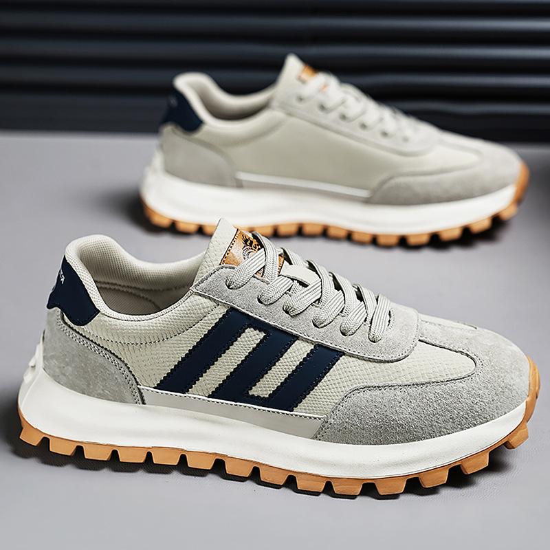 Herrskor sommar mångsidiga flip-flops sport casual Forrest Gump-skor läder retro plattform pappa trendiga skor herr