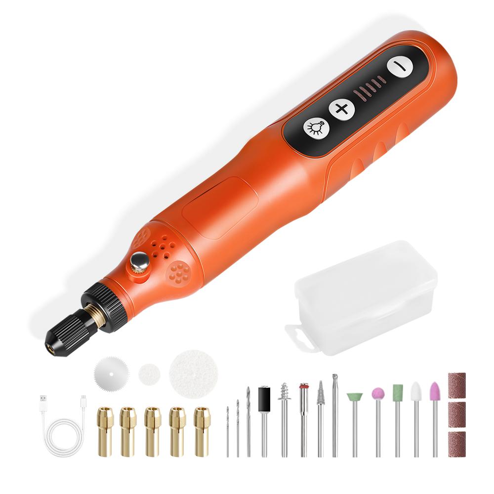 Gray and Orange Portable Multi-function Power Tool Can Be USB Charging, Adjustable Speed Suitable for Engraving and Grinding
