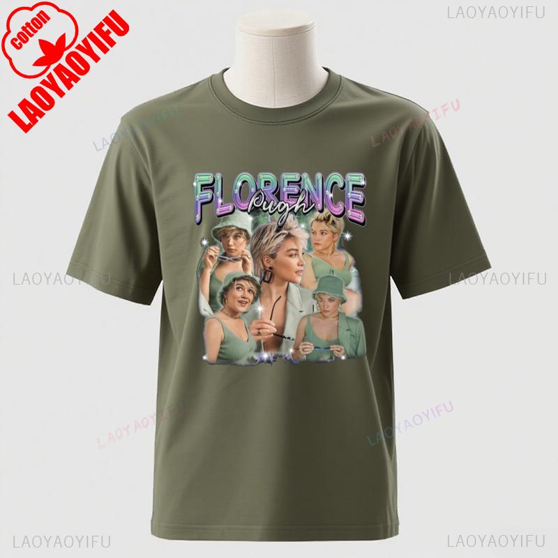

Florence Pugh Retro Bootleg TShirt Vintage 90s Style Collage Tee Celebrity Fan Merch A24 Movie Star Shirt Pop Culture Gift Tops 4XL