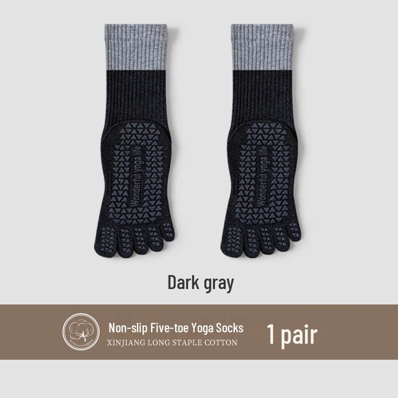 

Women s Colorblock Yoga & Pilates Non-Slip Five-Toe Socks - Autumn/Winter Training Special One Size темно-серого