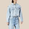 GUCCI Cropped Coats Women's Blue Lapel Moderate 737767-XDCFA-4452