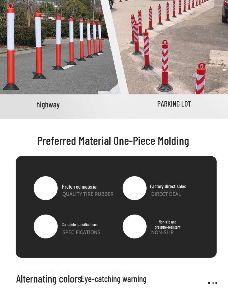 Reflective Elastic Road Barrier Post - Anti-Collision, Detachable, 80cm