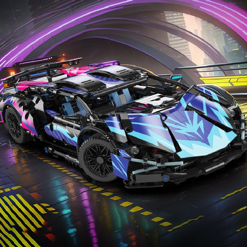 Compatible Cyberpunk Lamborghini Rc Car Building Toy With 800 Abs Plastic Pieces For Kids