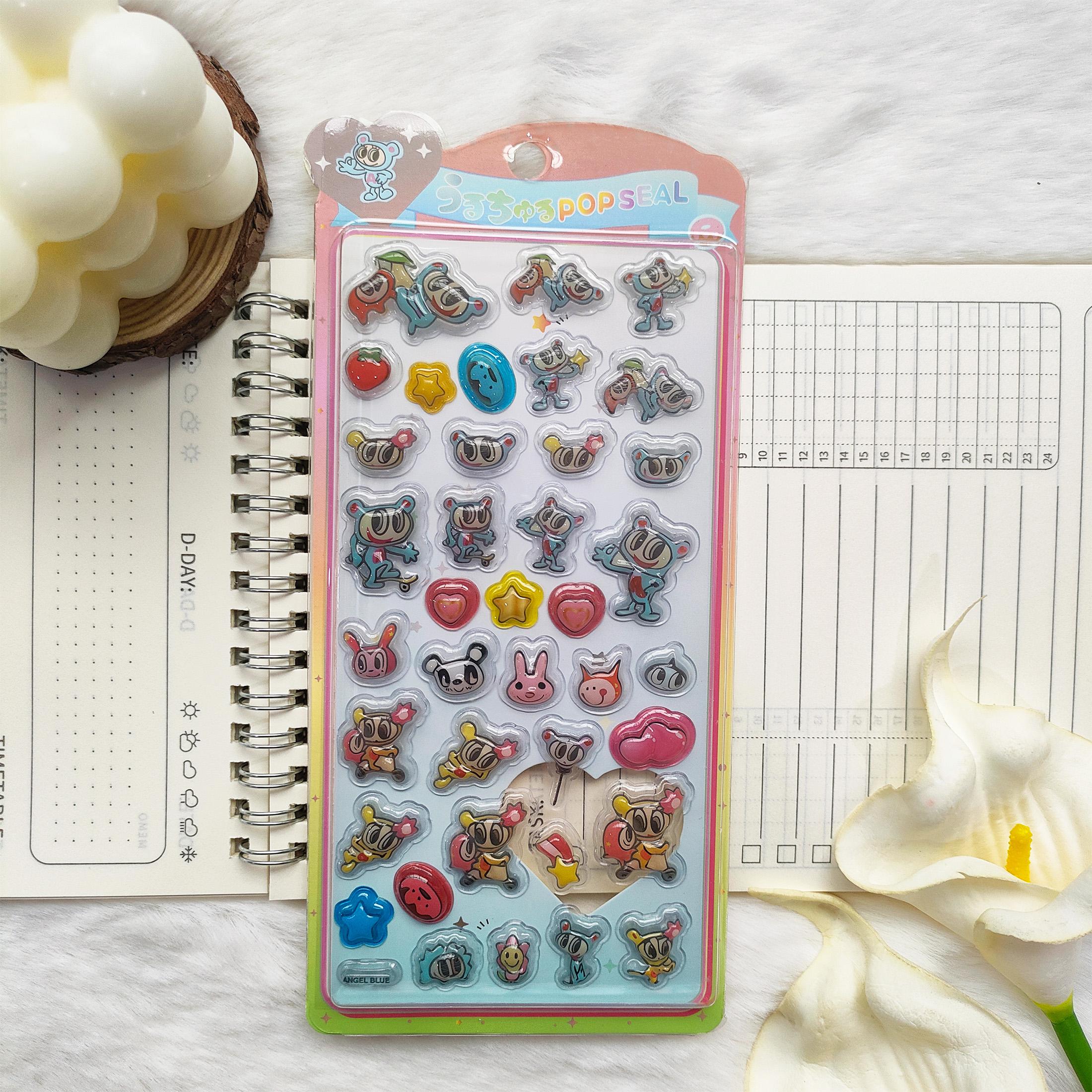 

Blue Angel 3D Relief Hollow Stickers - Adorable Cartoon Decals Waterproof for Kids DIY Phone Case Fridge Journal Kawaii Decor Gifts