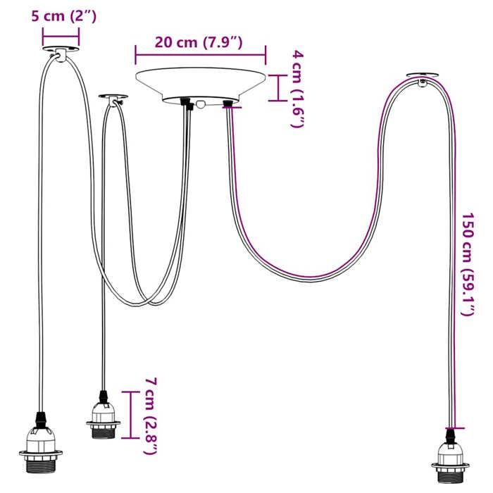 VidaXL Lampe suspendue avec 3 porte-lampes E27 noir métal, lampe suspendue en forme d'araignée, lampe suspendue en forme 4103453