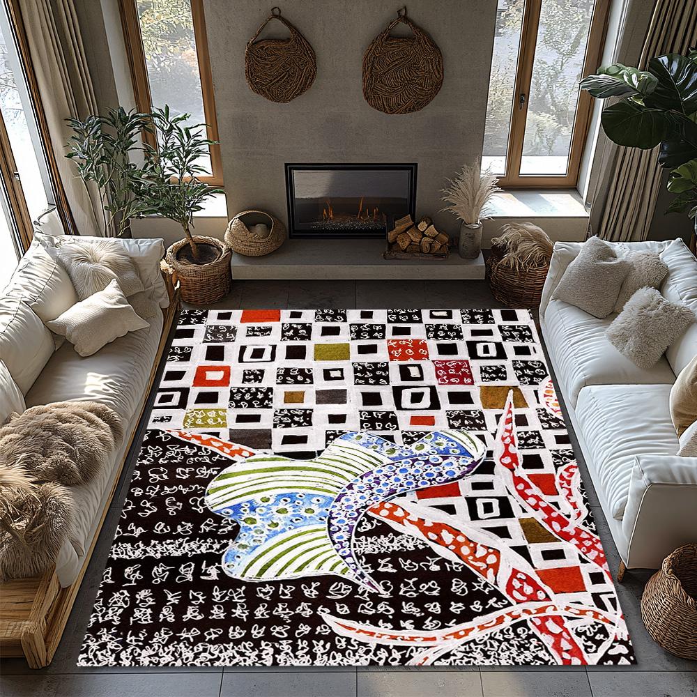 Unique Persian Carpet Pattern Area Rug Non-Slip Floor Mat Home Decor Living Room Entrance Doormat Modern Abstract Design Stylish