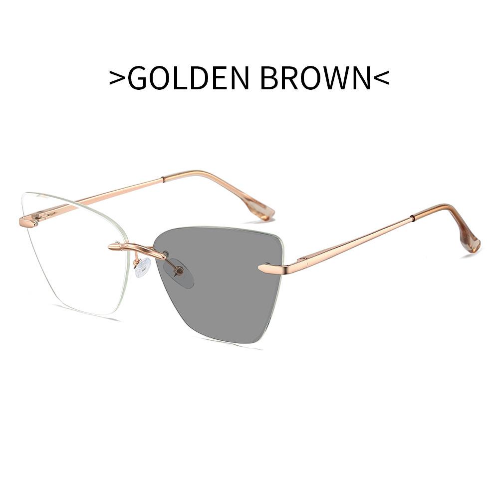 

Фотохромная меняющая цвет безободковая оправа для очков Защита от синего света Женская оправа для очков Также солнцезащитные очки