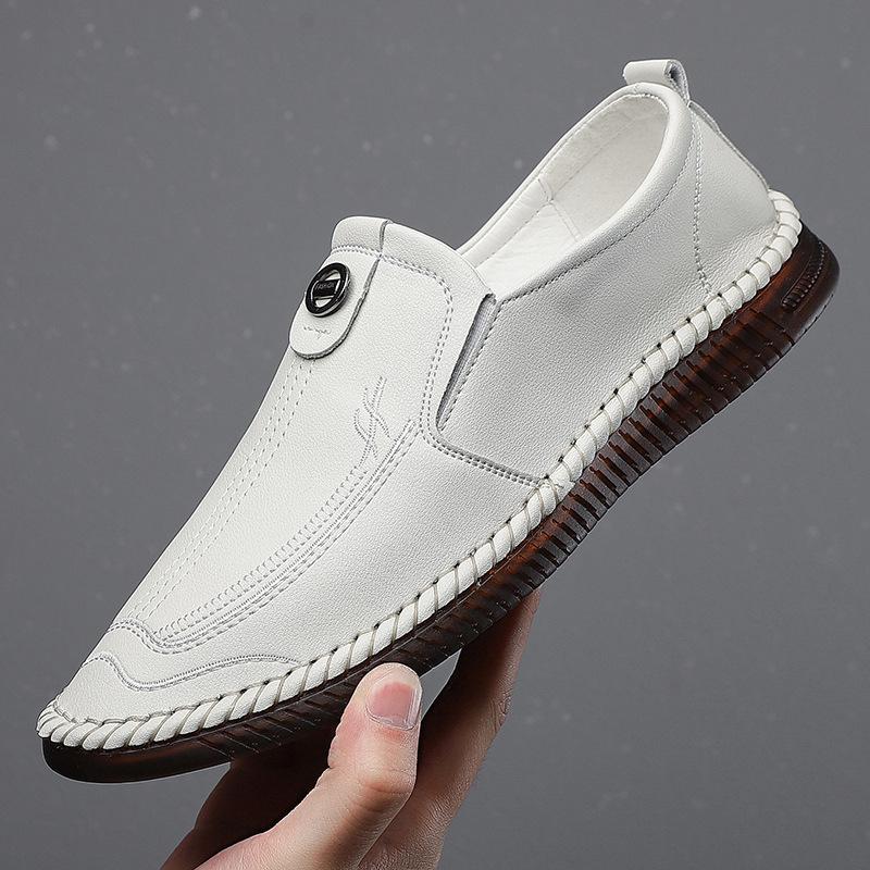 

2024 осень новые мужские туфли ручной работы онлайн повседневные кожаные туфли мужские мягкие подошвы мягкие подошвы закрывающие стопу одинарные туфли белые туфли 317 38 белый