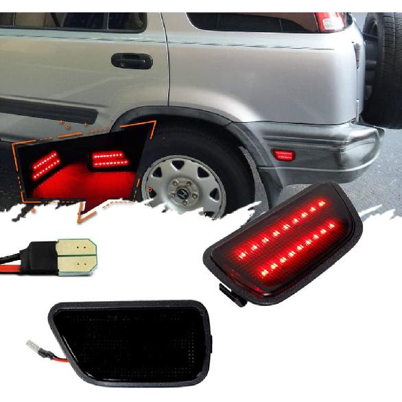 2x Red lens Red LED Rear Bumper Fender Side Marker Lights For 1997-2001 Honda CR-V