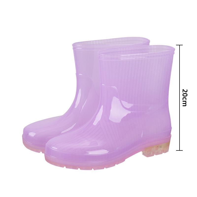

Women s High-Top Rain Boots - Candy Colors, Plush Cotton Lining, Slip-Resistant, Waterproof PVC, Transparent, Low Heel. 41