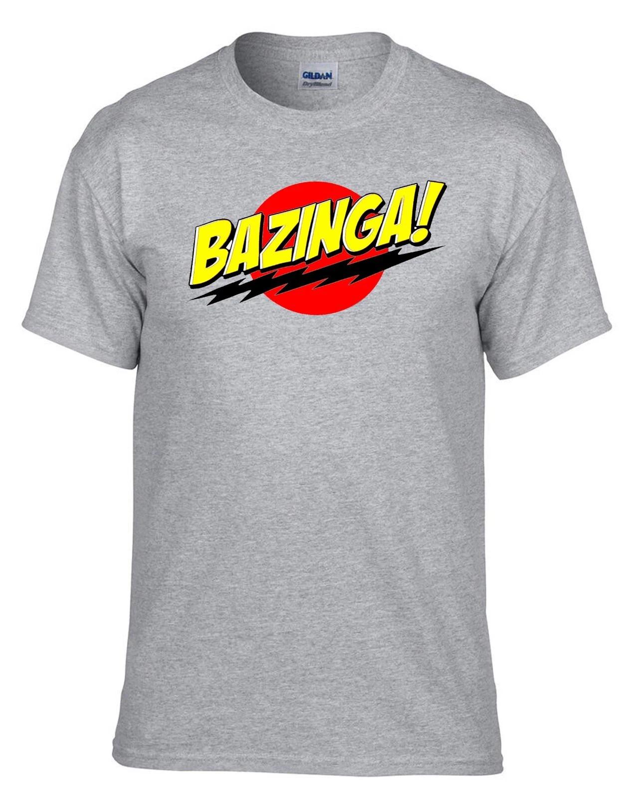 BAZINGA! Big Bang Theory Sheldon Grey 100% Cotton T-shirt Mens Tees Top -055_SZ-Kids- S