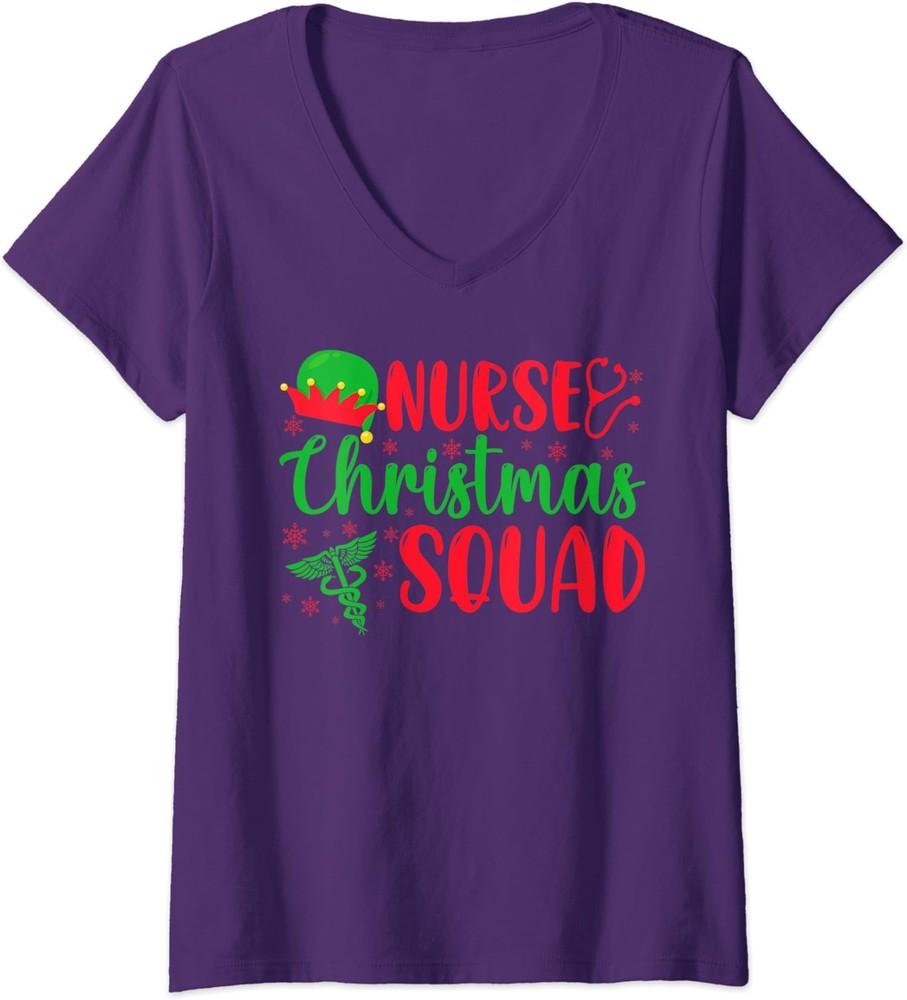 Nurse Christmas Squad Funny - Xmas Nurse Christmas Ladies  V-Neck Tshirt Unisex T-Shirt XXXL