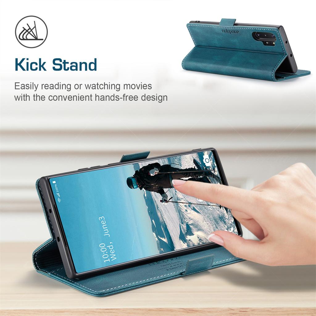 For Samsung Galaxy Note10+ Vintage Leather Flip Wallet Case with RFID Blocking Card Slot, Matte Retro Folio Cover for Women Men (4 Colors)