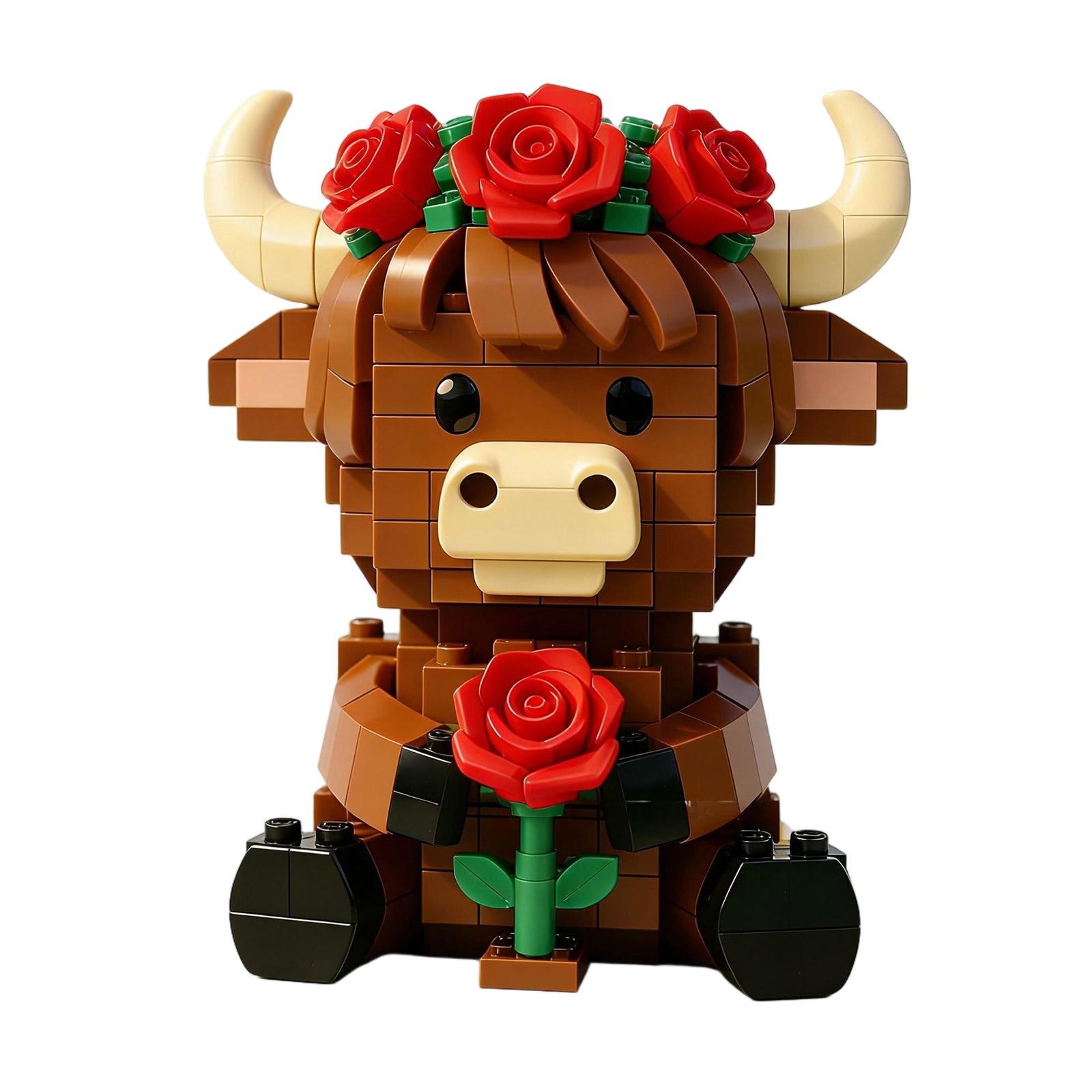Rose Cow Building Block Toy One Size
