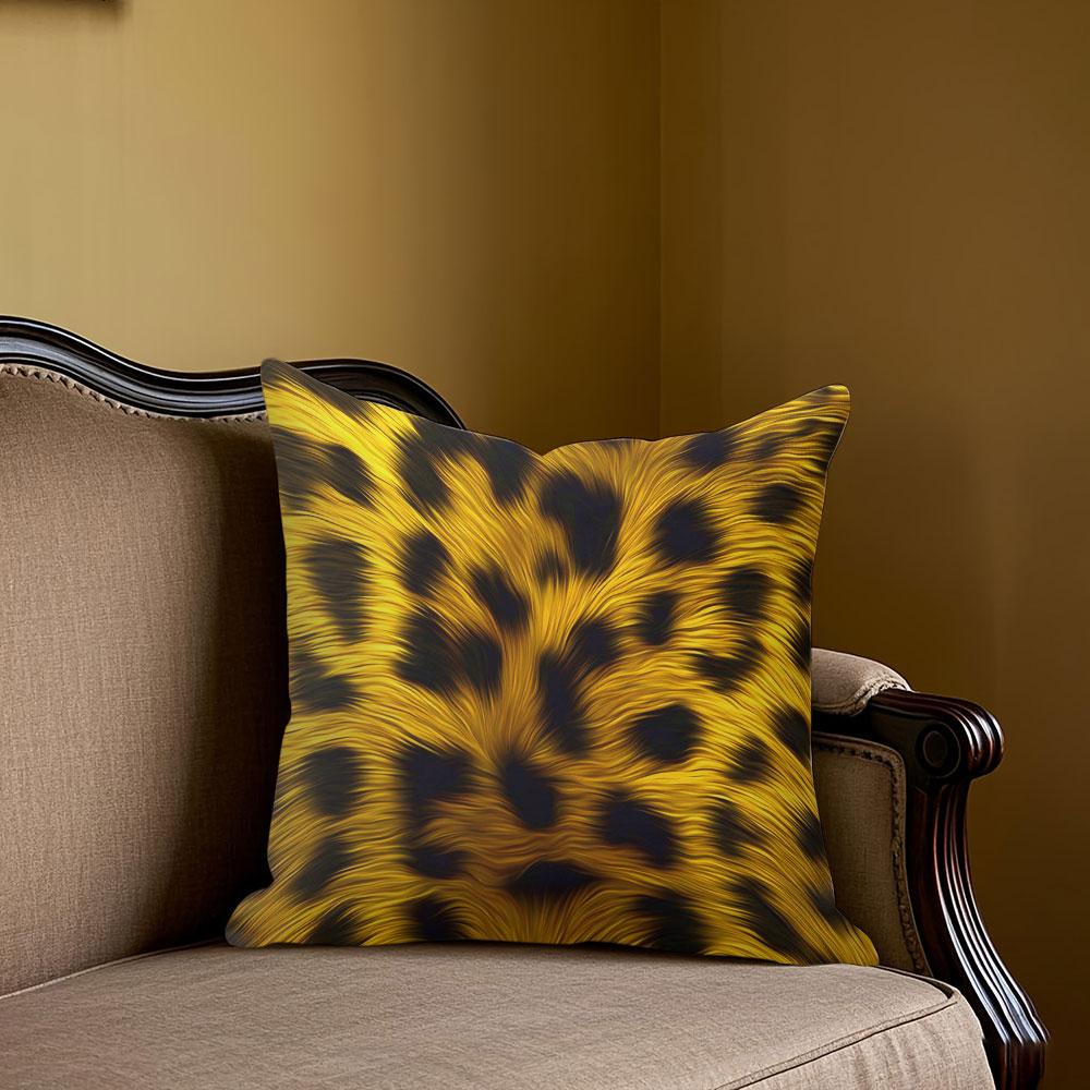 Gold Leopard Square Jacquard Pillow Cover for Sofa Office Waist Cushion Cover Home Decorative Pillowcase