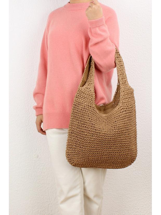 Mori Style Handmade Crochet Shoulder Bag - Large Capacity Casual Beach Tote for Women
