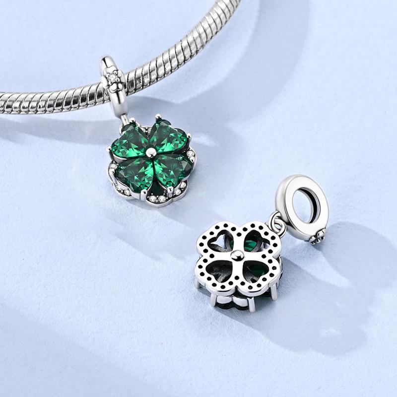 925 Silver Green Series Flower Tree Apple Pendant DIY Fine Beads Fit Original Charms Bracelet Women Jewelry Diy