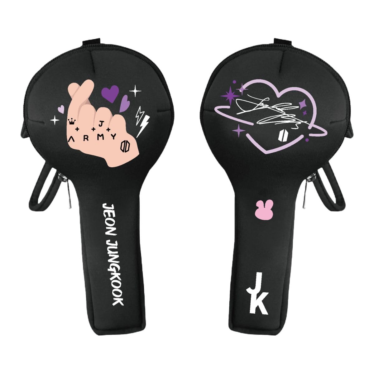 Bangtan Boys Penlight Pouch, Penlight Case (Ver. 4 Compatible), with Strap and Battery Pouch, Cushioned Material, Penlight Storage Case (Jungkook | Bl
