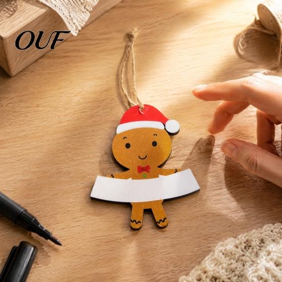 DIY Holiday Hanging Decorations Christmas Wooden Ornament, Cute Bear Gingerbread Gnome Cat Dog Personalized Winter Gifts for Tree, Party Home