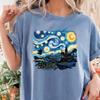 Starry Night Wizard Shirt, Fantasy Castle Graphic Tee