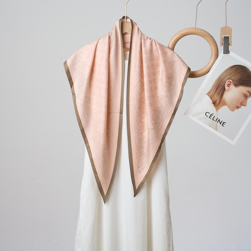 Summer Atmosphere Wearing Belt Waist Seal Twill Silk Simulation Silk Cool Triangle Scarf Cashew Print Women's Silk Scarf