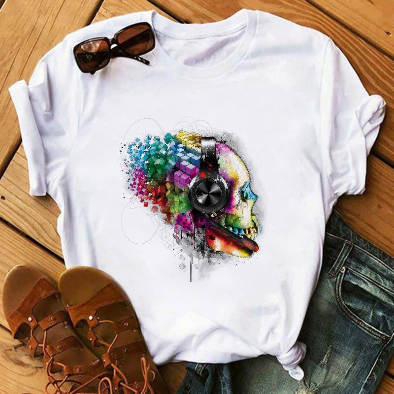 Watercolor Elephant Animal Print T-Shirt Female Harajuku Graphic T-Shirt Dog Lovers Funny T-Shirt Female T-Shirt