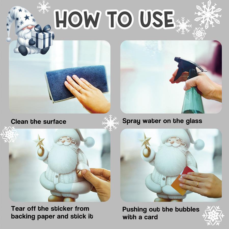 9 PCS/Set Of Christmas Electrostatic Glass Window Stickers Home Decoration Stickers Merry Christmas Scene Decoration Stickers
