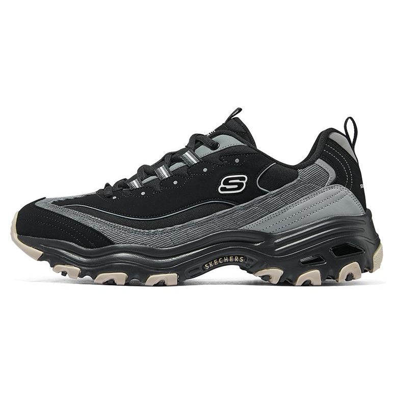 Skechers DLites 1.0 Milk Tea Bear Wushan Cocoa Daily Comfortable Versatile Breathable Lightweight Low-Top Dad Shoes Men sneakers Black 894265-BKGY 43