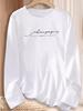 100 COTTON Women's letter print Warm base for autumn and winter Cross Printed T-shirt Casual Round Neck Long Sleeve Top