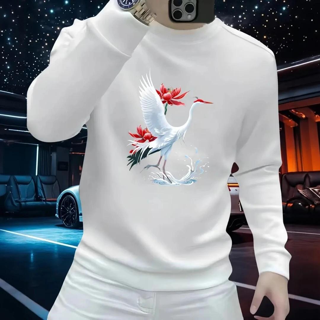 New Men s Trendy Heavyweight Round Neck Autumn Hoodie - Slim Fit, Casual, Streetwear, Fashion Print 3XL