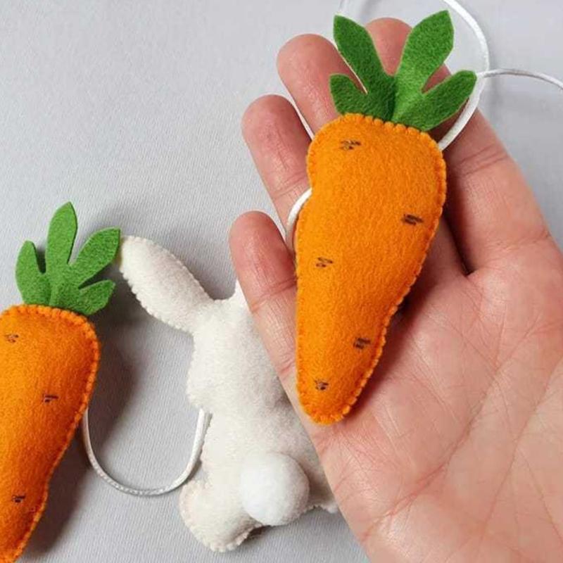 Rabbit Carrot Hanging Ornament Wall Hanging Decoration for Spring Holiday Celebration Kids Room Door Wall Window Display