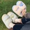 New plush cotton slippers women's winter bow indoor home thick bottom plush warm confinement cotton mop