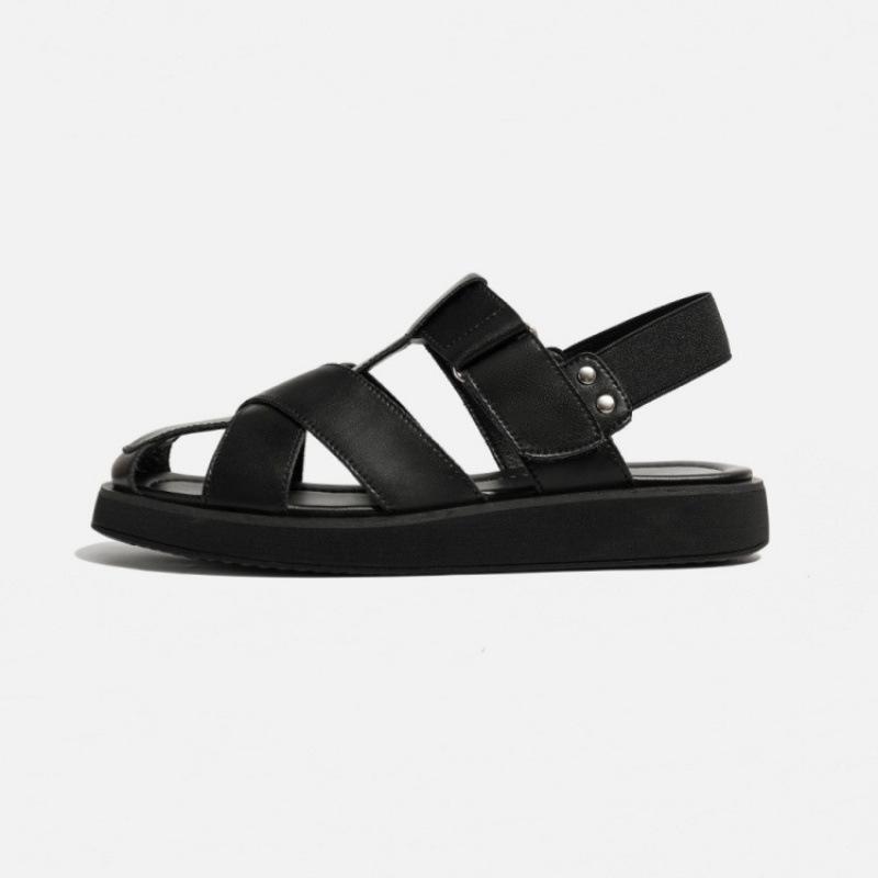 

2025 summer new baotou hollow woven pig cage Roman sandals women s design sense niche Velcro versatile 35