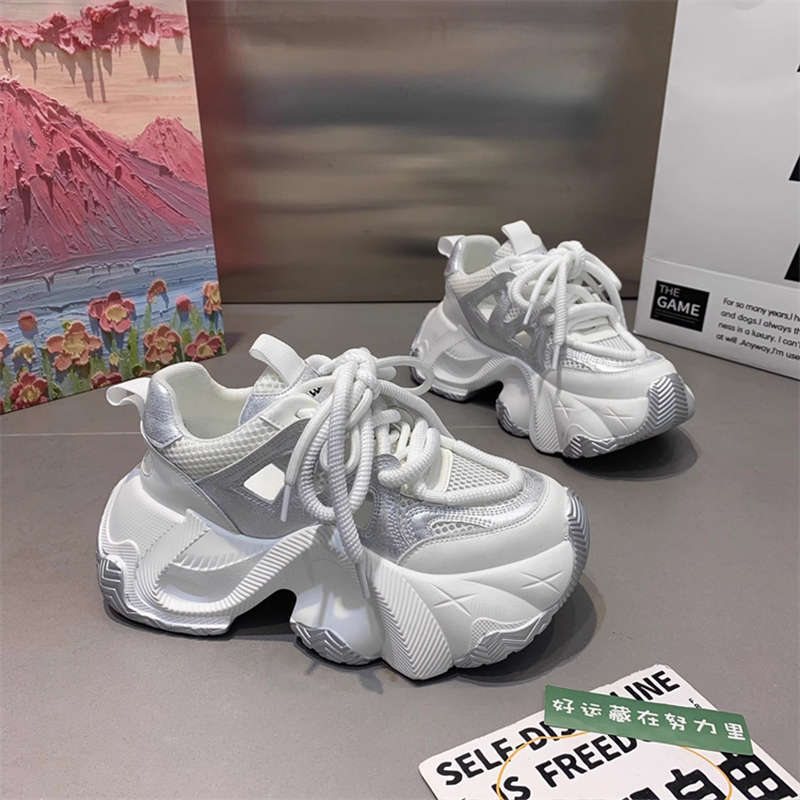 Purple thick-soled inner height-increasing dad shoes  shoes autumn new mesh breathable versatile sneakers