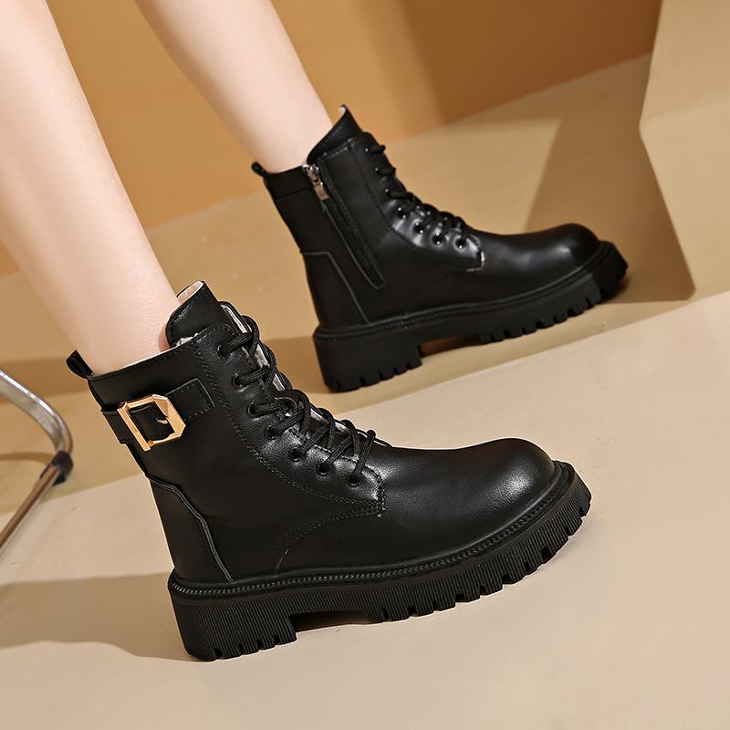 2025 Woman's Fashion Hot Selling High Quality Boots Short Plush Side Zipper Ankle Boots Winter Women Shoes Fashion Round Head