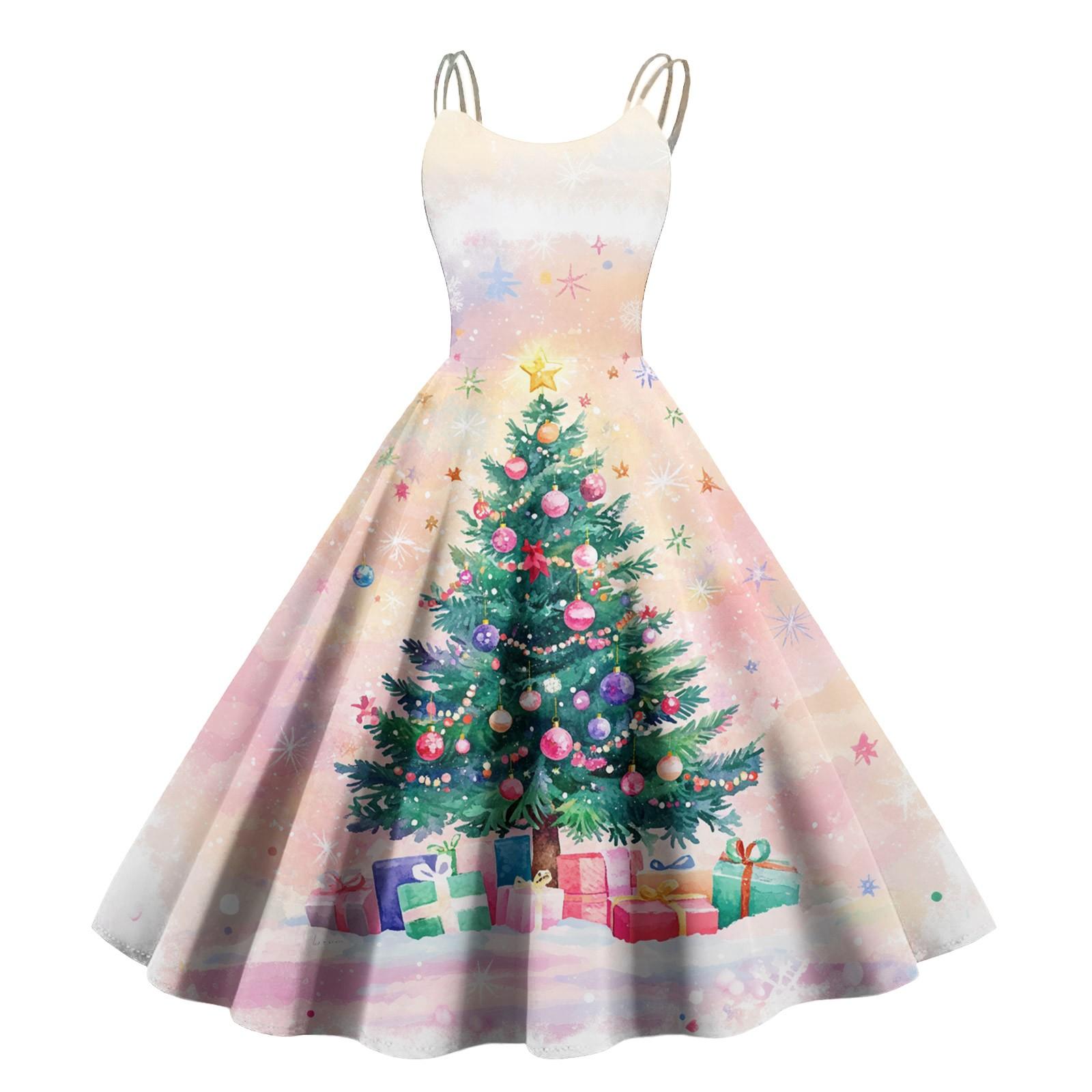 

Женское сексуальное облегающее платье с принтом рождественской елки в стиле панк-ретро с открытыми плечами XL розовый