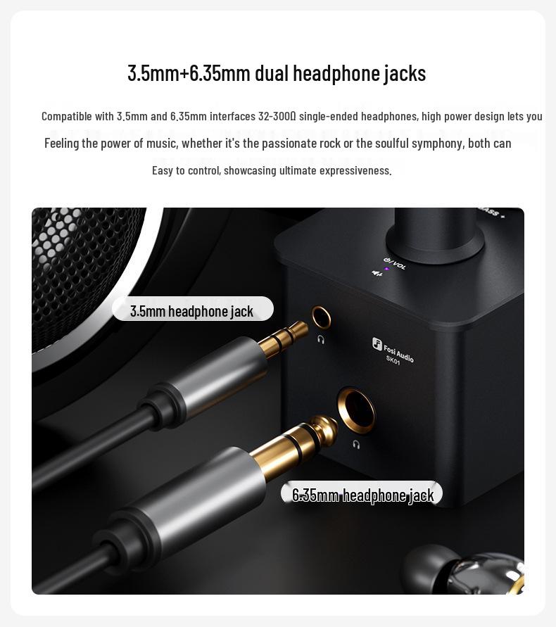 Fosi Audio SK01 Desktop & Portable Headphone Amp Preamp Combo
