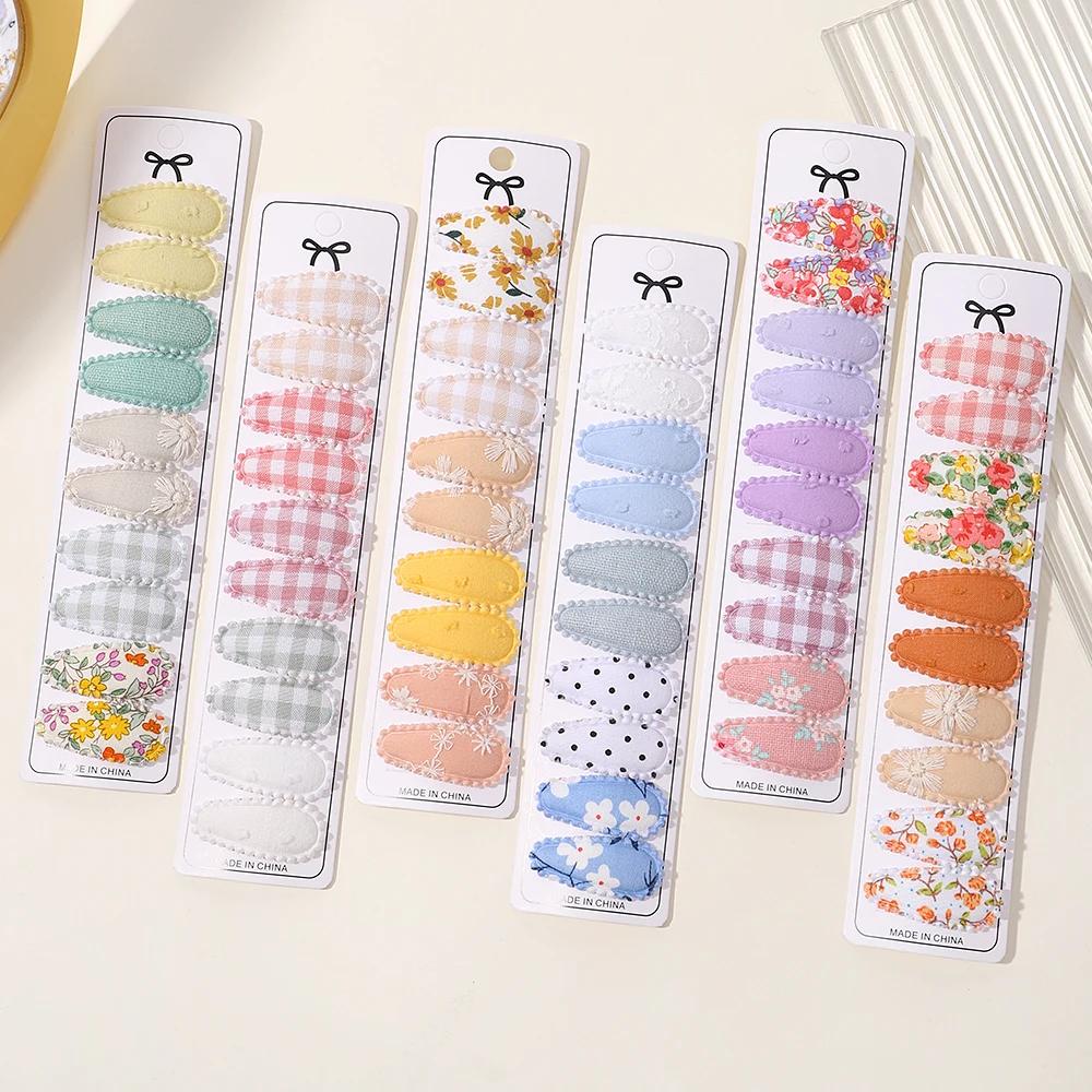 Set da 20 Pezzi Fermagli per Capelli in Cotone con Mini Stampe Floreali per Bambine, Fermagli per Capelli Bambini in Tessuto a Quadretti, BB Fermagli per Capelli, Dolci Accessori per Capelli