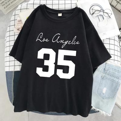 Los Angeles Jersey Number 35 Print Tshirt Women Street Harajuku T Shirts Personality Hip Hop Tee Shirt Breathable Short Sleeve