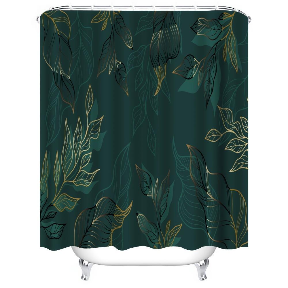 

Elegant Dark Green Tropical Leaf Pattern Waterproof Shower Curtain – Perfect for Adding a Luxurious and Nature-Inspired W90XH180cm
