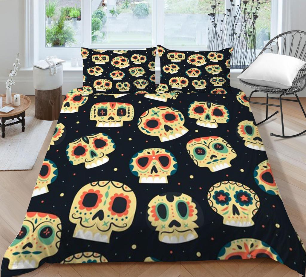 Quilt Cover 3D Printing Skull Home Bedclothes with Pillowcase King Double Size Soft Bed Set Luxury Duvet Cover