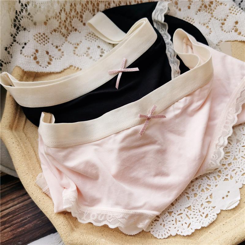 Einfache und bequeme Modalunterwäsche Kleine frische Slips mit niedriger Taille Spitzenrand Süße Damenhöschen