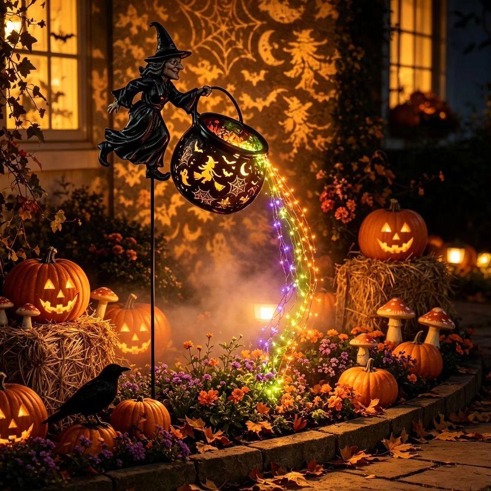 LED LED Flowing Light Colorful Cauldron Stake Light Witches Halloween Light Home Decor