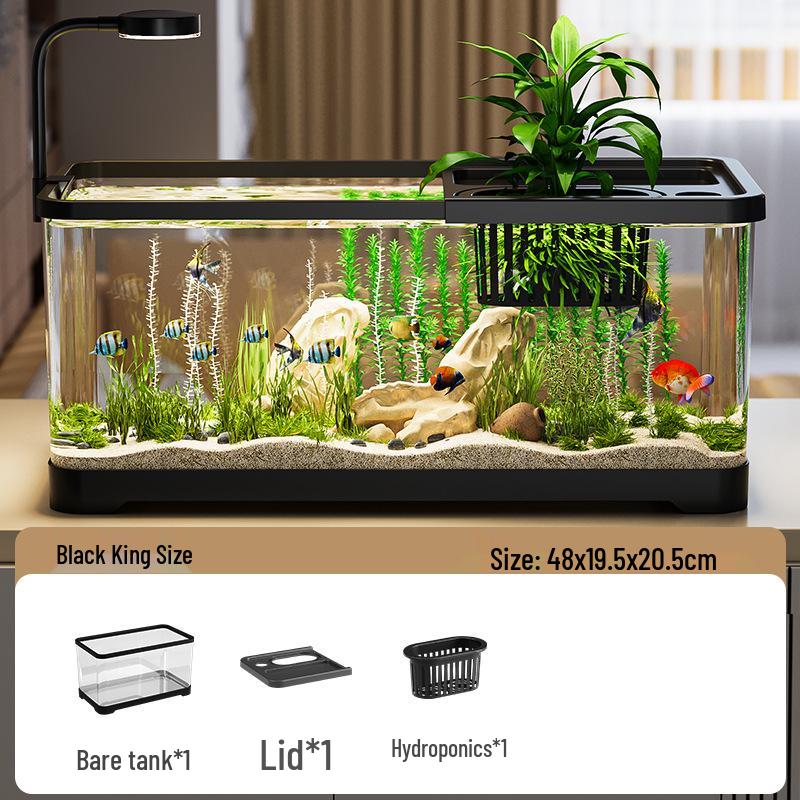 Acvariu cu Capac - Acvariu Transparent de Birou pentru Pești Aurii și Broaște Țestoase, Perfect pentru Decorul Casei sau al Camerei de Zi.