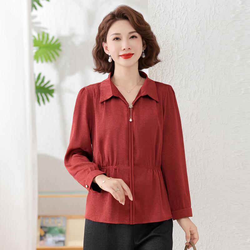 Xiaofu Spring Fashion Long Sleeve Casual Blouse for Middle-Aged Women