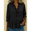 2026 Summer New Women's Solid Color Ruffle T-Shirt, Casual Three-Quarter Sleeve Blouse for Women