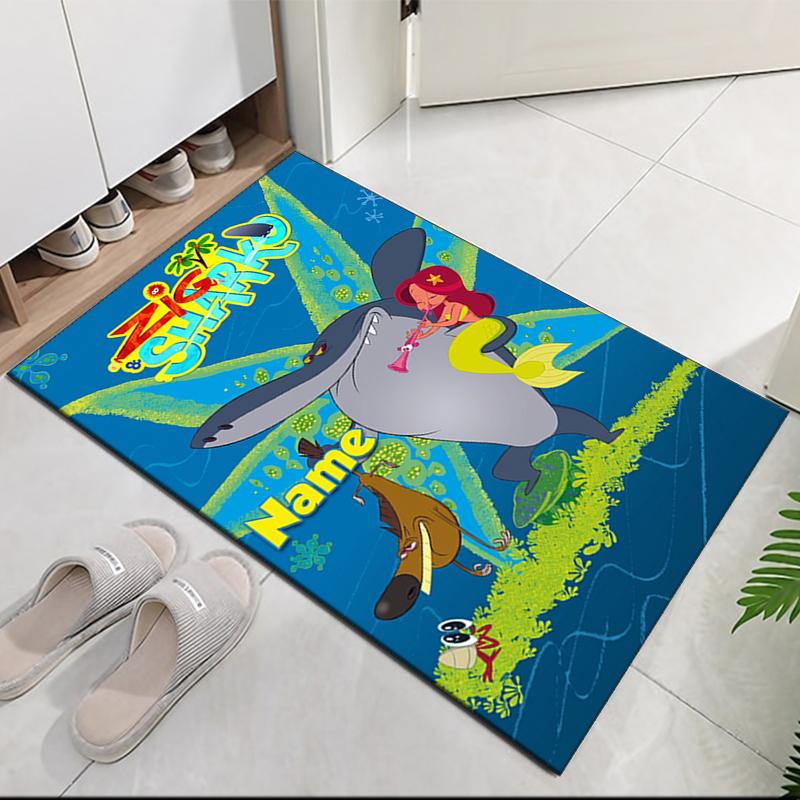 Custom Name Zig Sharko Printed Carpet Rug For Office Chair Living Room Bedroom Kitchen Room Decor Gifts